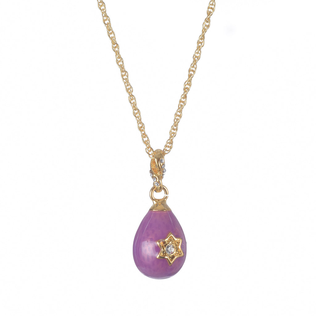 Purple Egg Star of David Pendant Gold Necklace