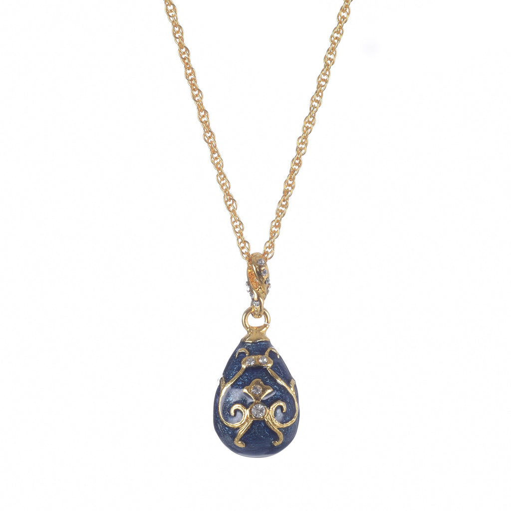 Blue & Gold Egg Pendant Necklace