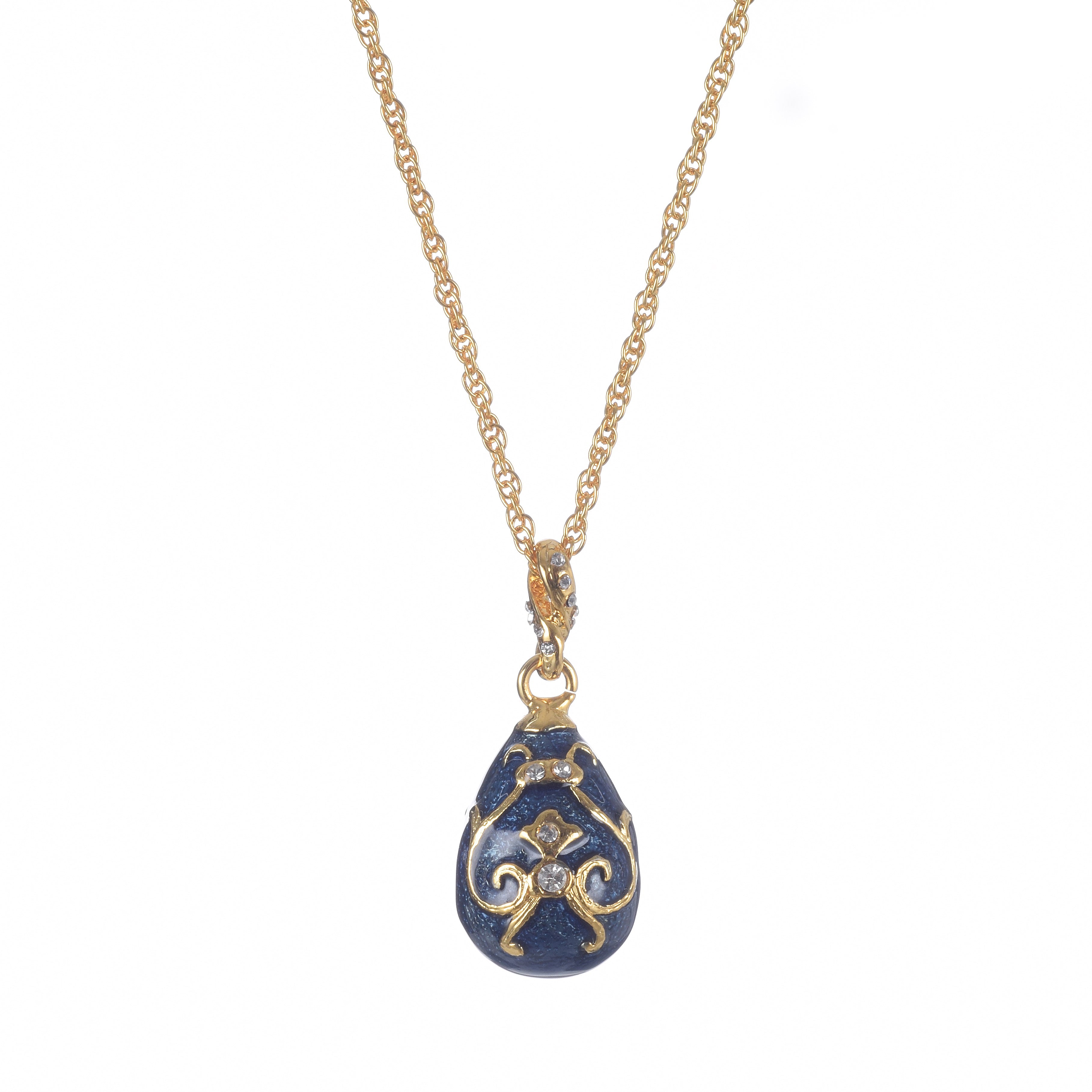 Blue & Gold Egg Pendant Necklace