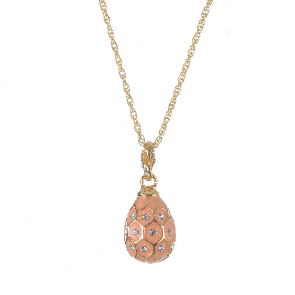 Pink & Gold Egg Pendant Gold Necklace