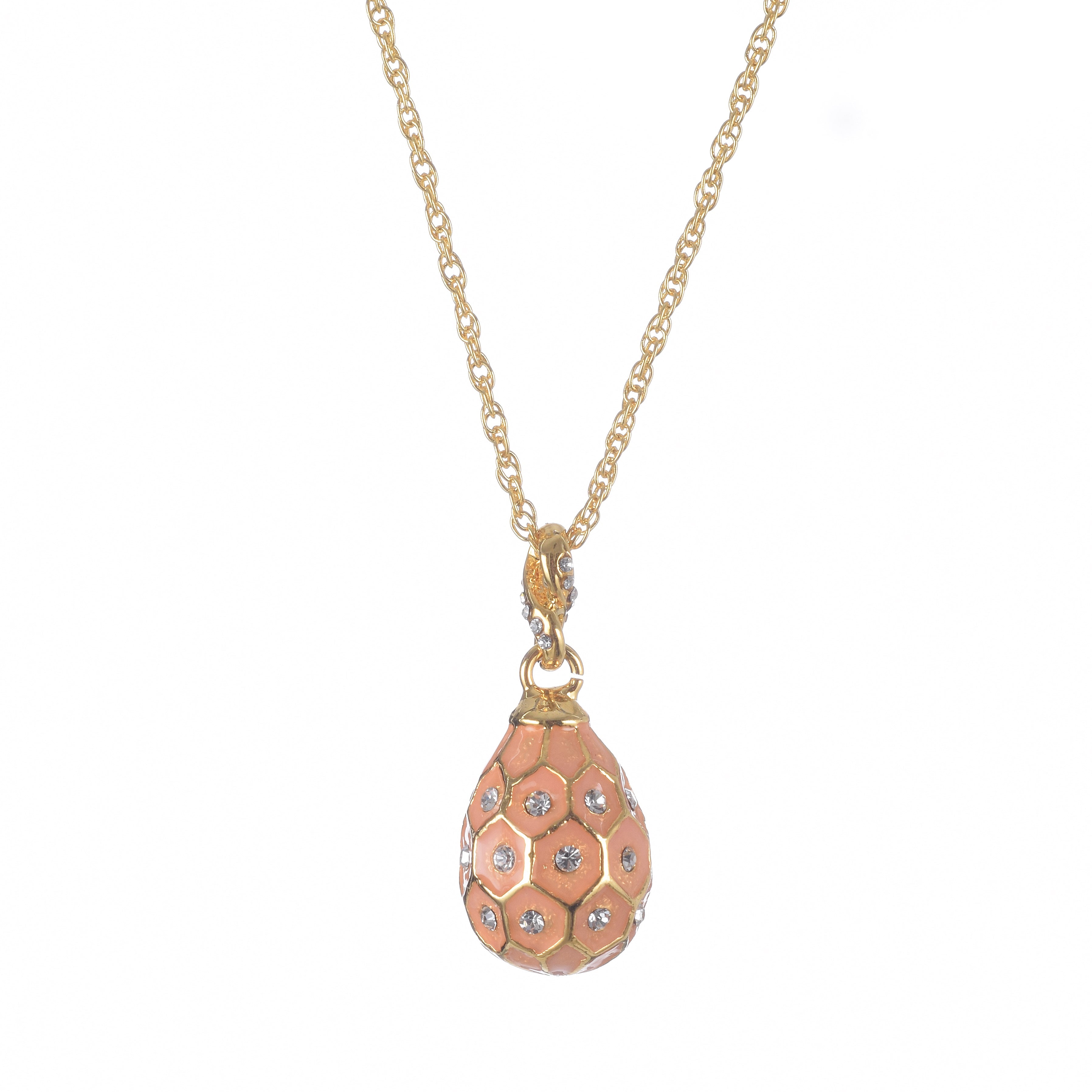 Pink & Gold Egg Pendant Gold Necklace