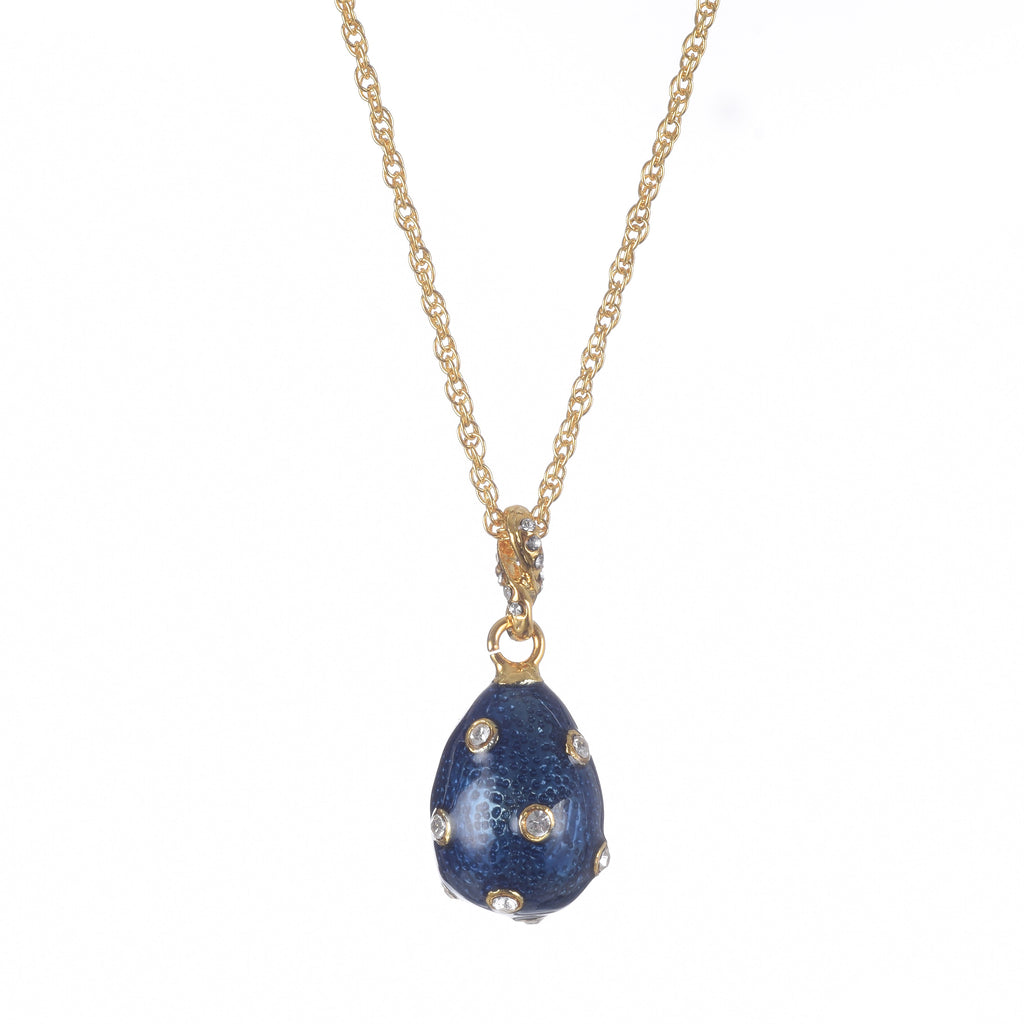 Gold & Blue Egg Pendant Necklace