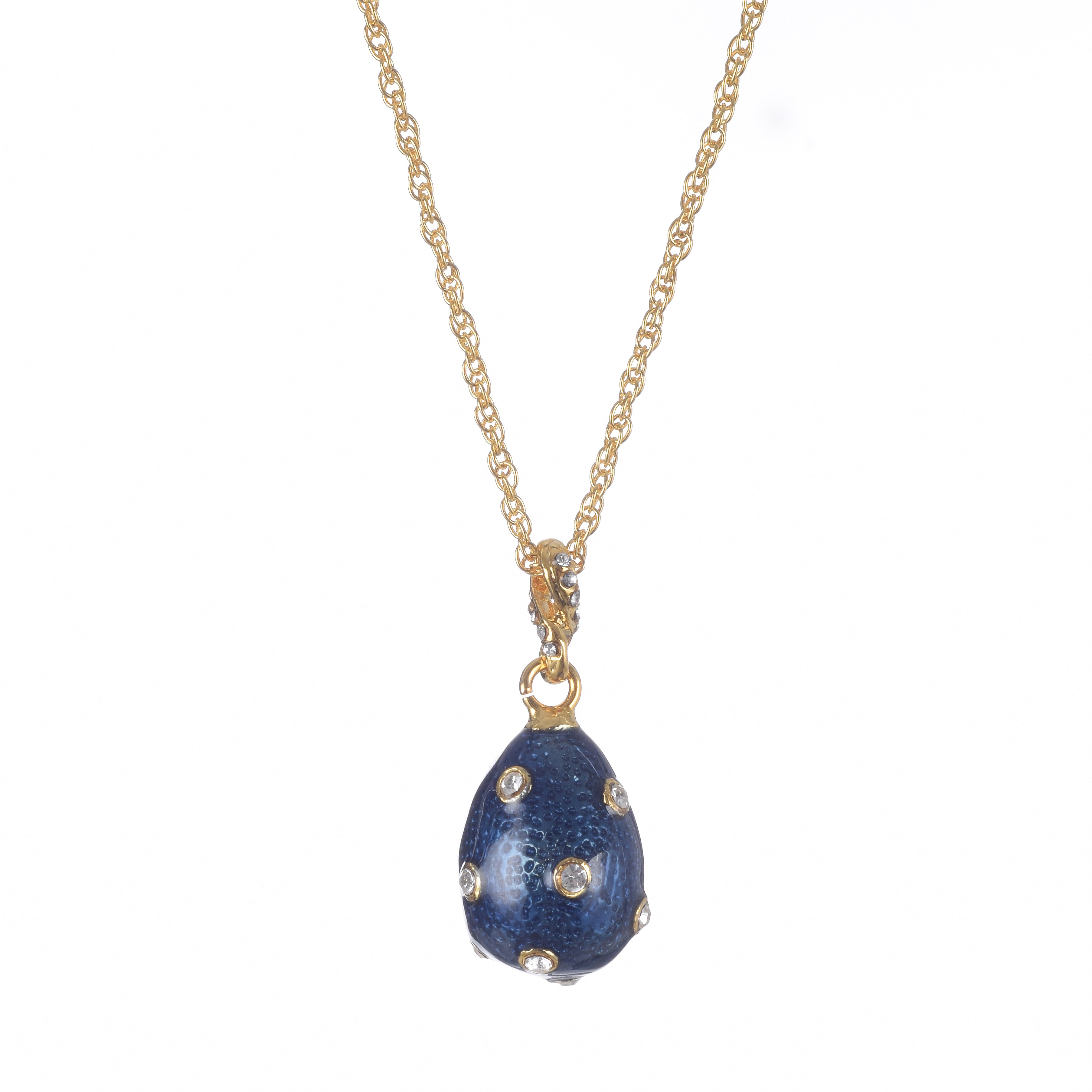 Gold & Blue Egg Pendant Necklace