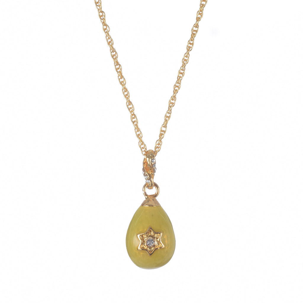 Yellow Egg Star of David Pendant Gold Necklace