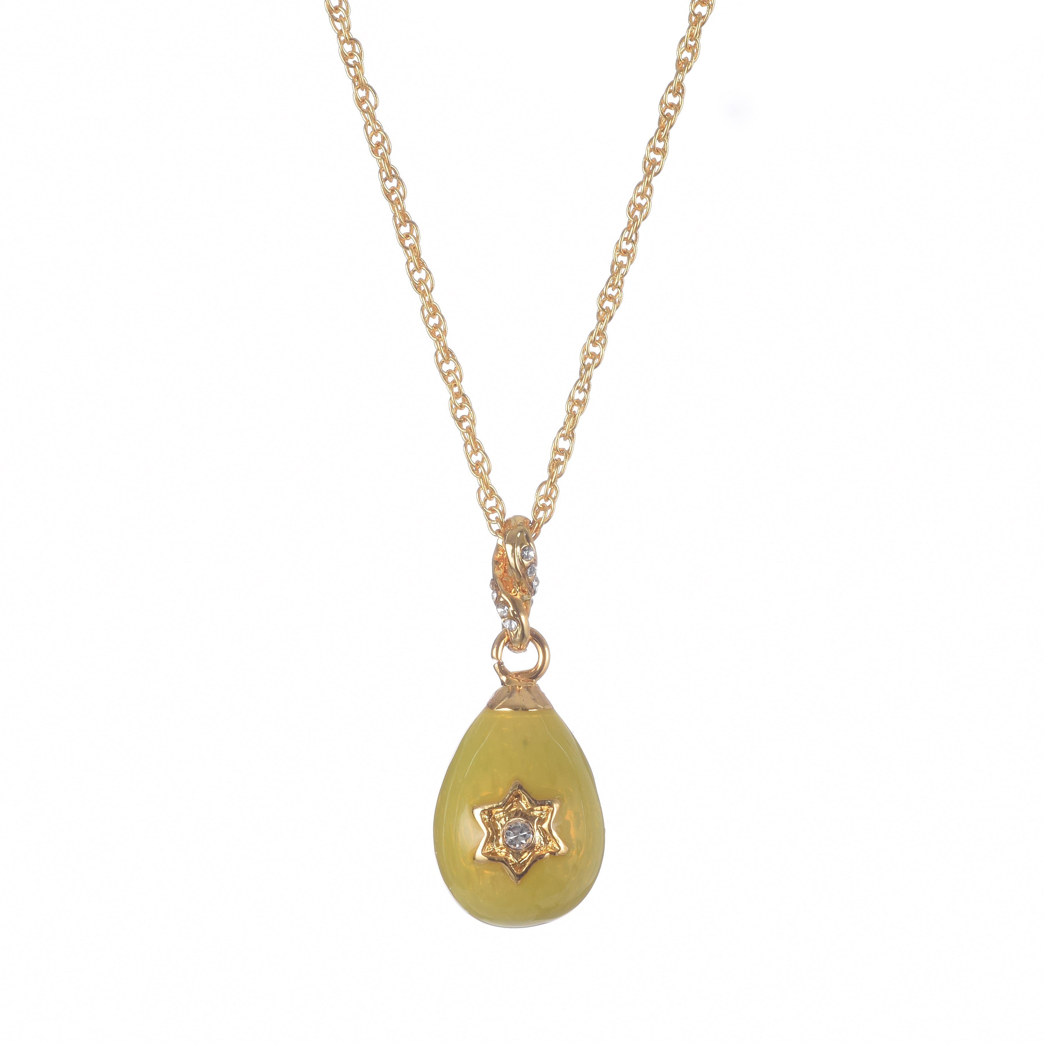 Yellow Egg Star of David Pendant Gold Necklace
