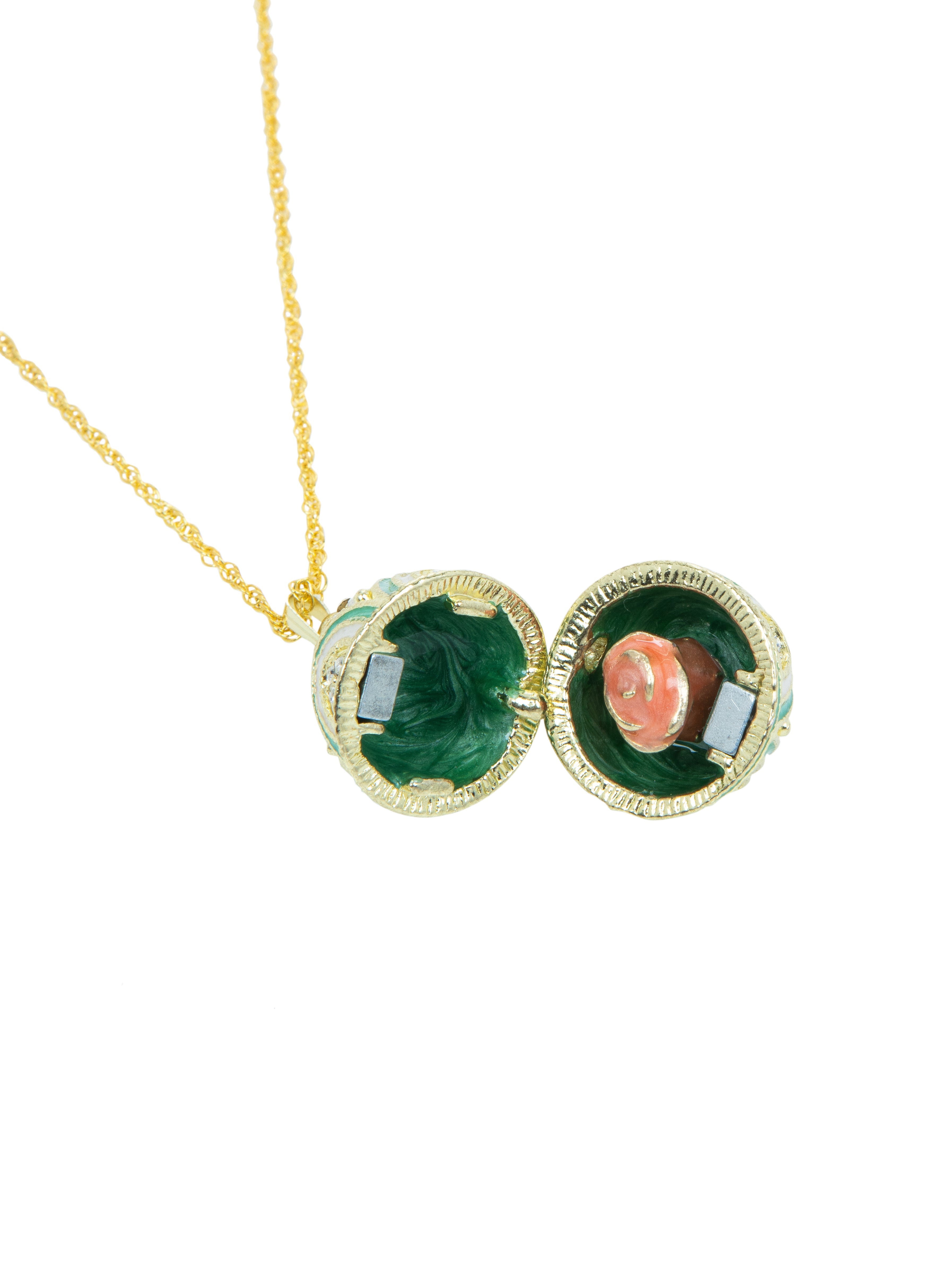 Gold & Light Blue Egg Pendant Necklace