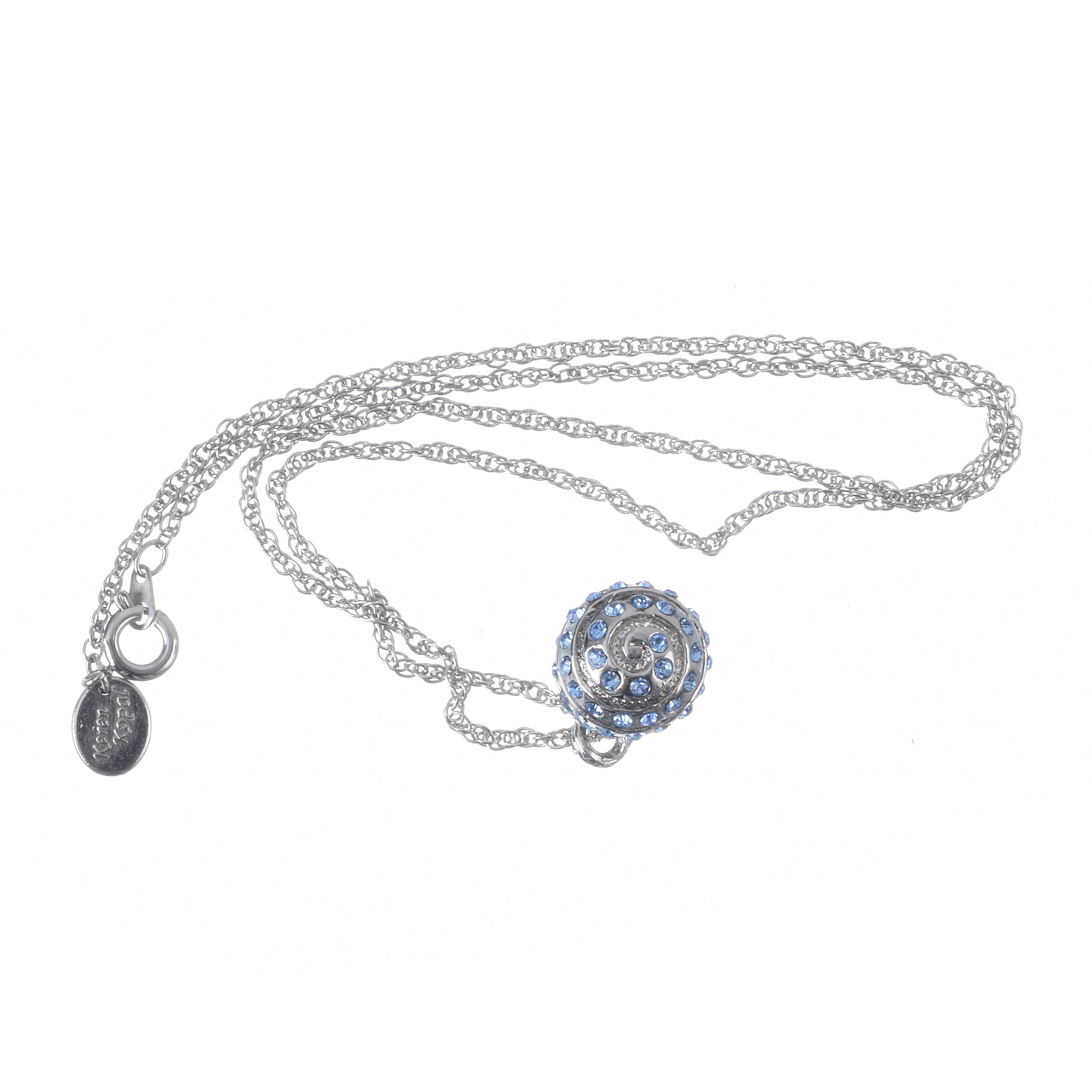 Silver Egg with blue crystals Pendant Necklace