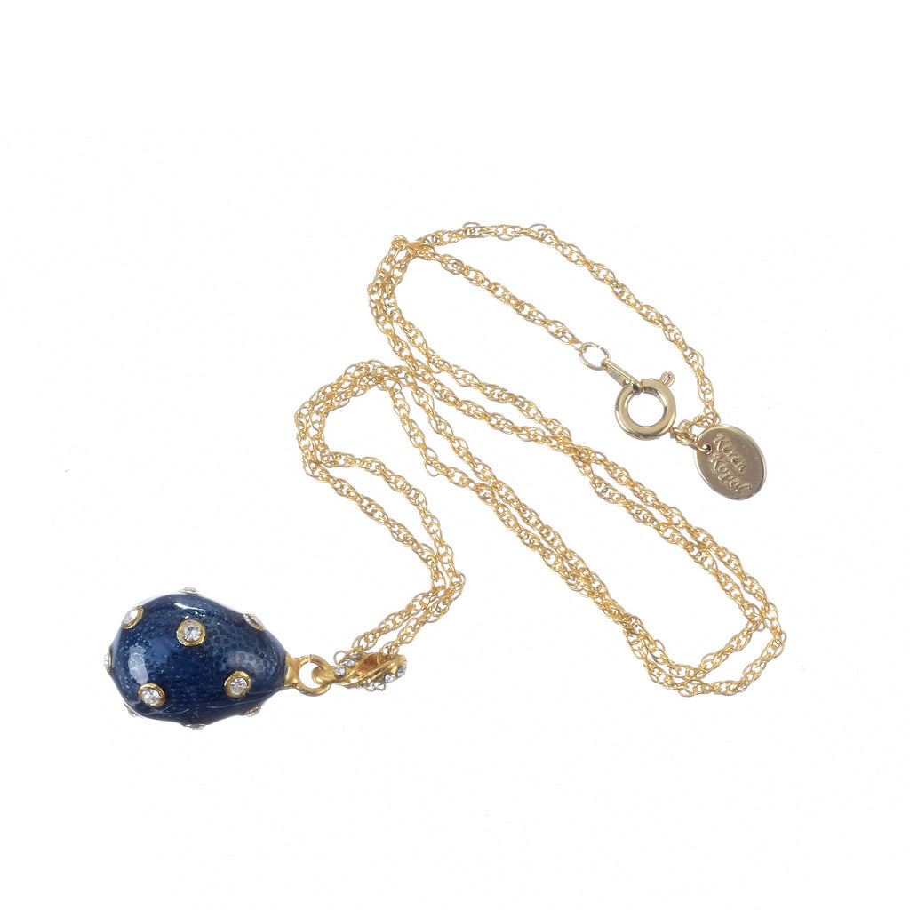 Gold & Blue Egg Pendant Necklace