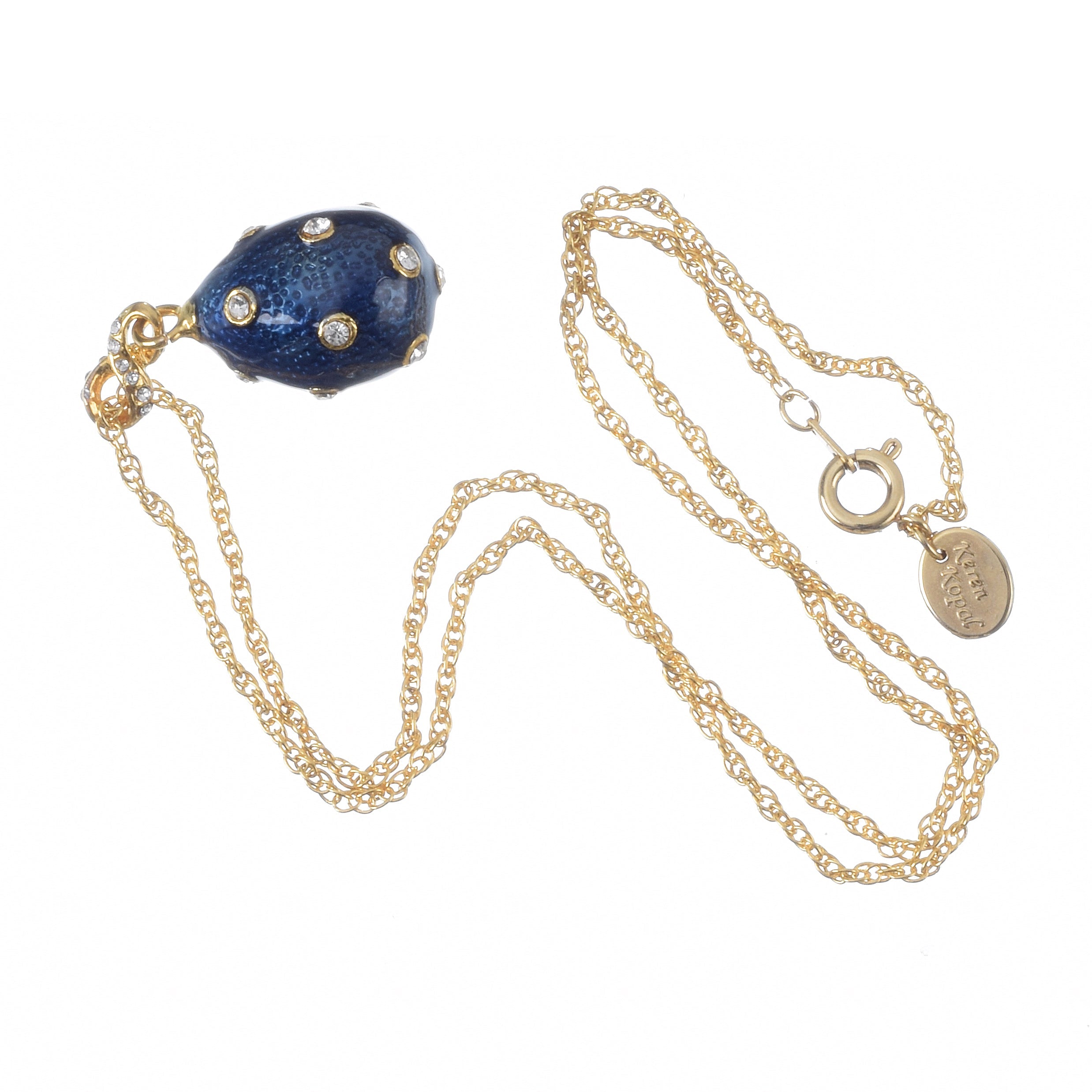 Gold & Blue Egg Pendant Necklace