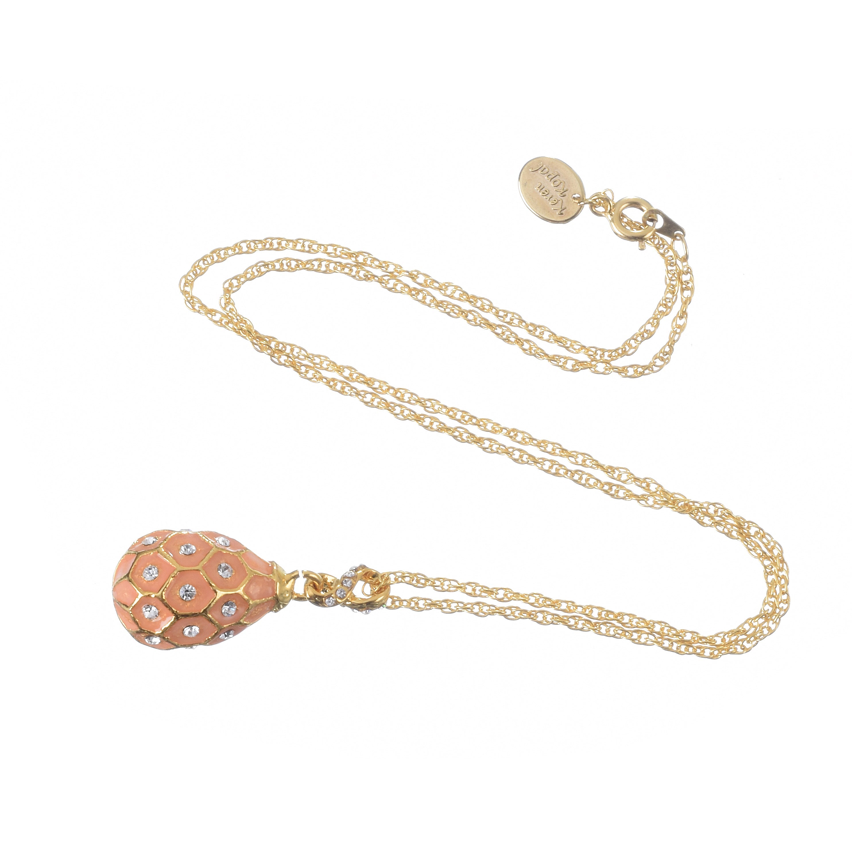 Pink & Gold Egg Pendant Gold Necklace