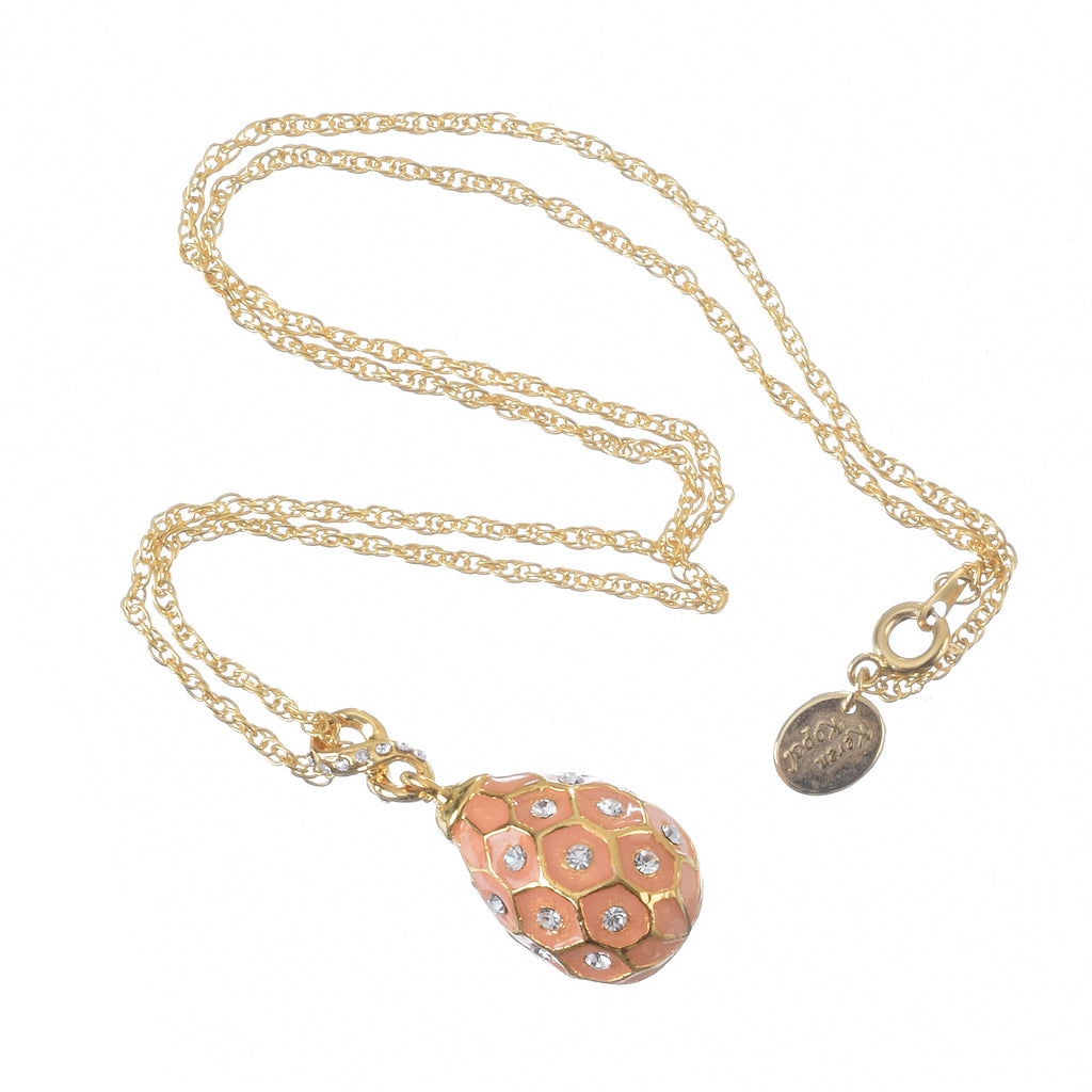 Pink & Gold Egg Pendant Gold Necklace