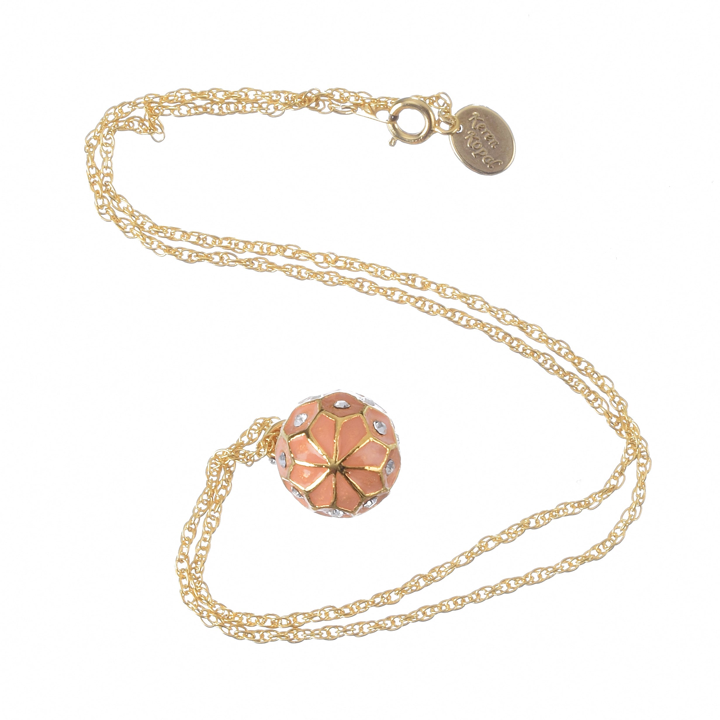 Pink & Gold Egg Pendant Gold Necklace