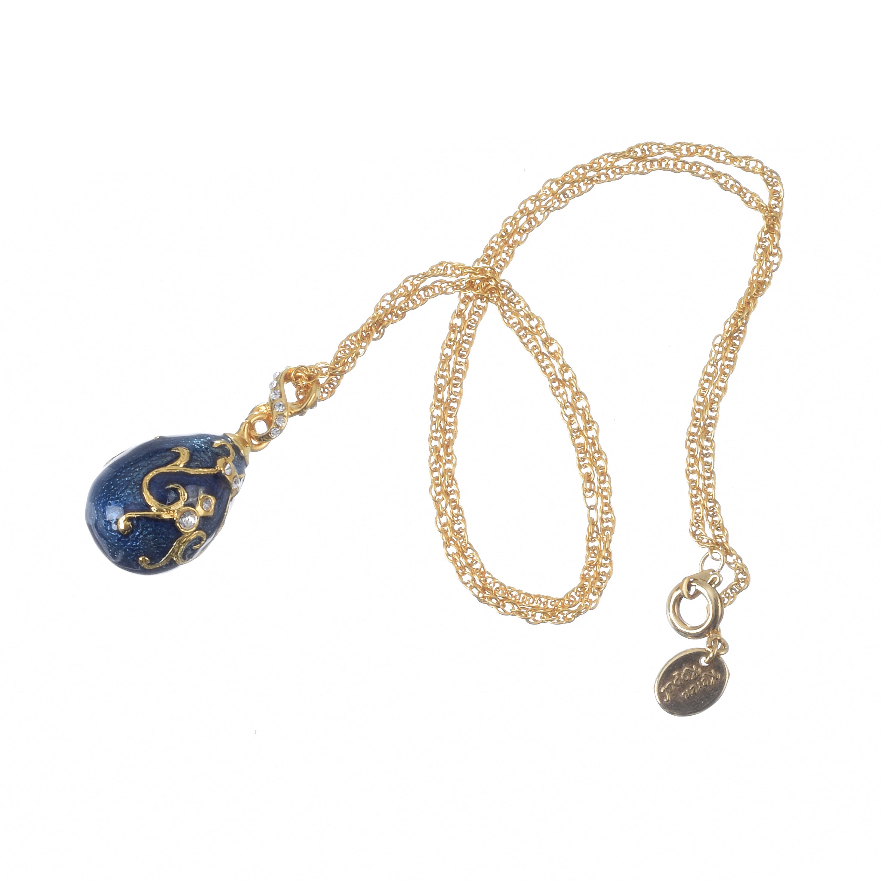 Blue & Gold Egg Pendant Necklace
