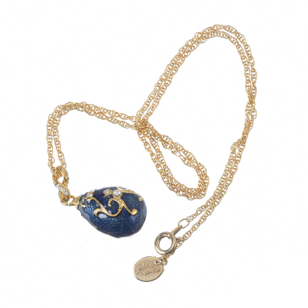 Blue & Gold Egg Pendant Necklace
