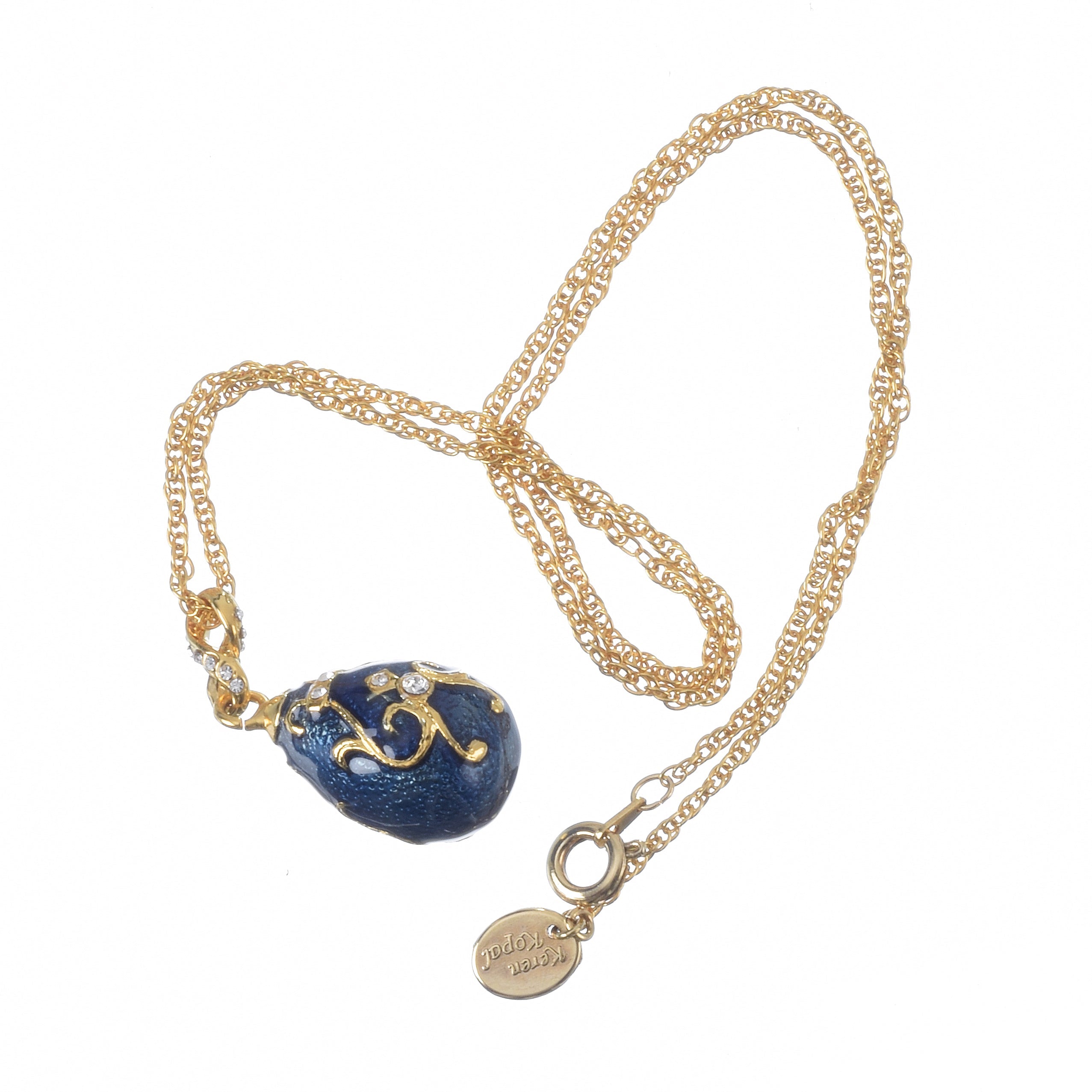 Blue & Gold Egg Pendant Necklace