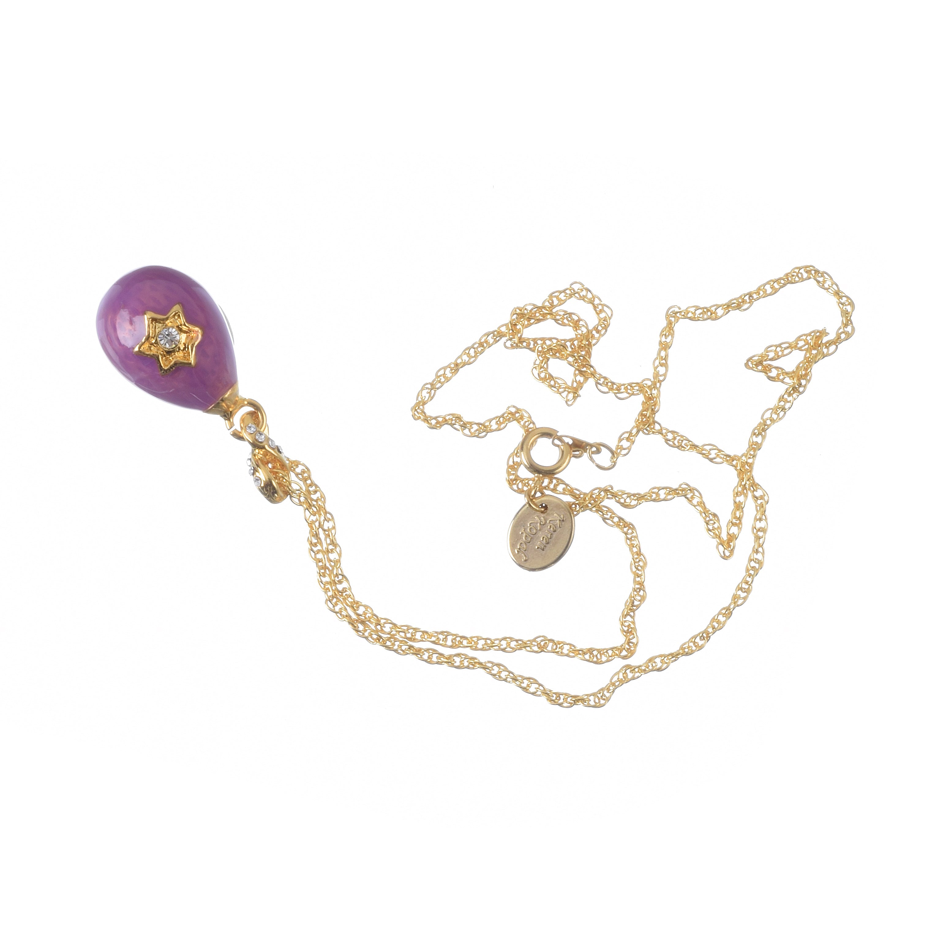 Purple Egg Star of David Pendant Gold Necklace