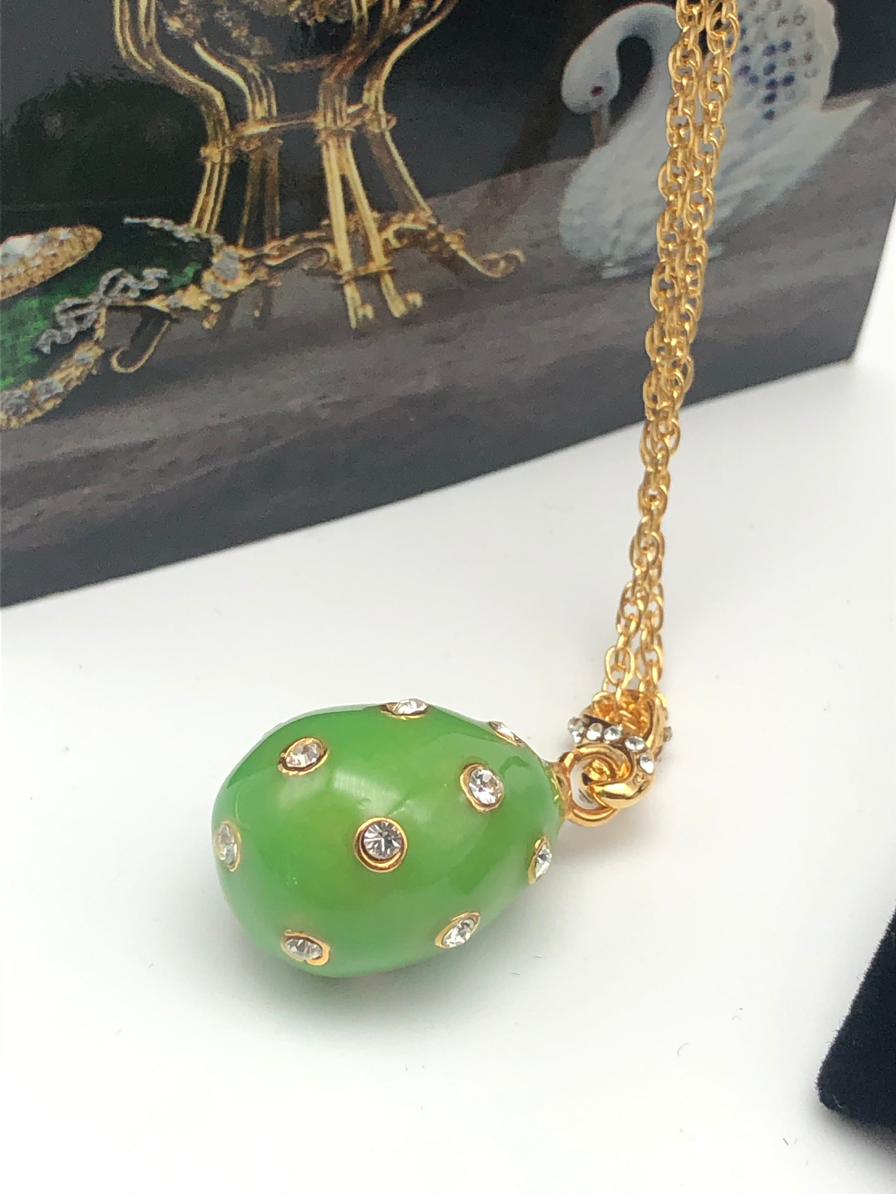 Green Egg Pendant Gold Necklace