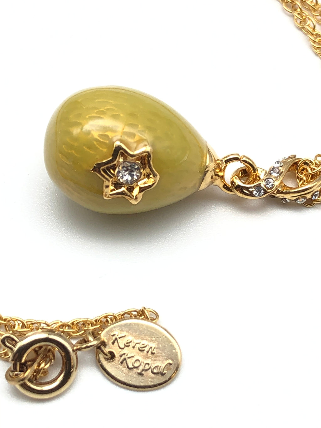 Yellow Egg Star of David Pendant Gold Necklace