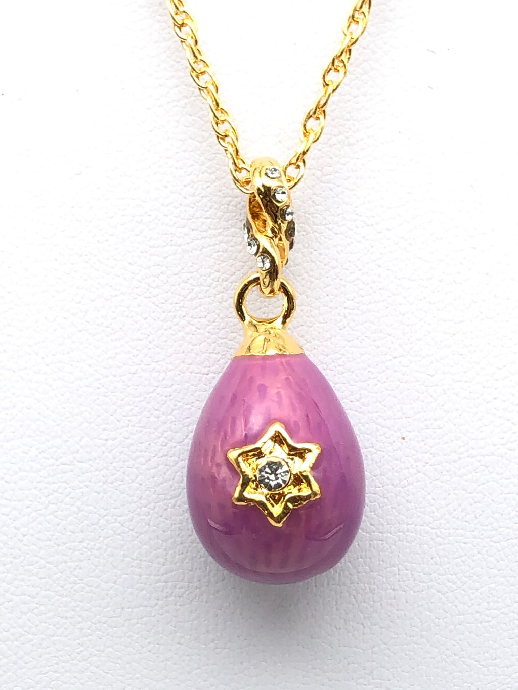 Purple Egg Star of David Pendant Gold Necklace
